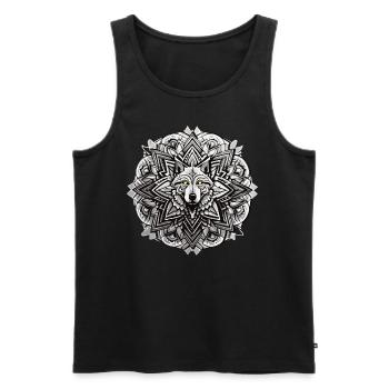 Wolf Mandala Indianer Design - Männer Premium Bio Tank Top - Schwarz - Vorne - AI Model Male 178 light (178cm)
