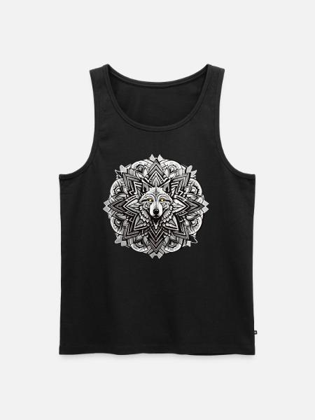 Wolf Mandala Indianer Design - Männer Premium Bio Tank Top - Schwarz