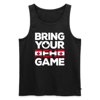 Bring Your Eh Game Canada Flag Symbol Home Pride - Men's Premium Organic Tank Top - black - Front - AI Model Male 178 light (178cm)