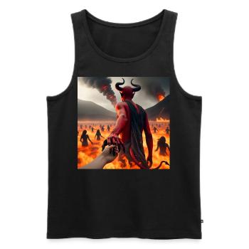 Suivez-moi jusqu’à l’abîme - Pacte du Diable Infernal #15 - Débardeur bio Premium Homme - noir - Devant - AI Model Male 178 light (178cm)