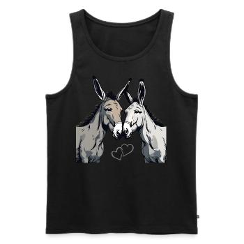 Esel Paar - Du & Ich - Männer Premium Bio Tank Top - Schwarz - Vorne - Michal (187cm)
