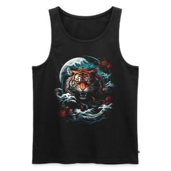 Moonlight, Tiger, Chinese, Japanese, China - Men's Premium Organic Tank Top - black - Front - Michal (187cm)