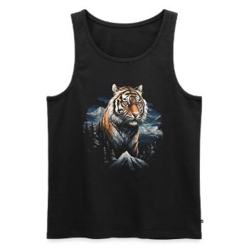 Tiger Natur Tiere - Männer Premium Bio Tank Top - Schwarz - Vorne - Michal (187cm)