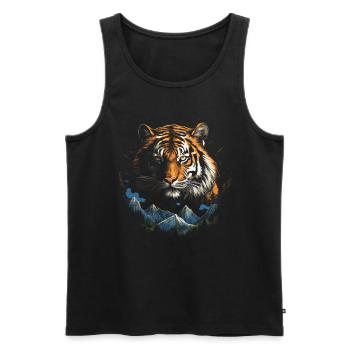 Tiger Natur Tiere - Männer Premium Bio Tank Top - Schwarz - Vorne - Michal (187cm)