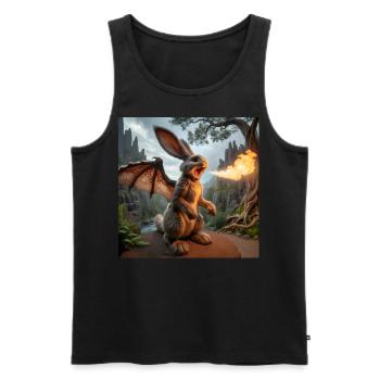 Feuerspeiender Hase Drache #17 - Männer Premium Bio Tank Top - Schwarz - Vorne - AI Model Male 178 light (178cm)