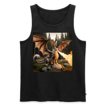 Feuerspeiender Hase Drache #16 - Männer Premium Bio Tank Top - Schwarz - Vorne - AI Model Male 178 light (178cm)