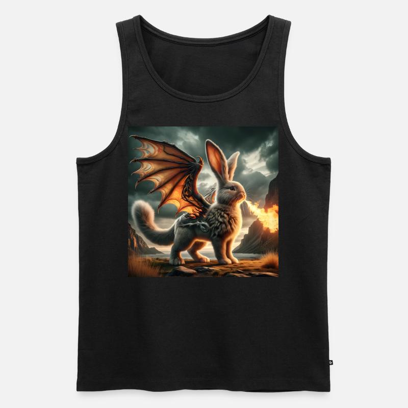 Feuerspeiender Hase Drache #03 - Männer Premium Bio Tank Top - Schwarz