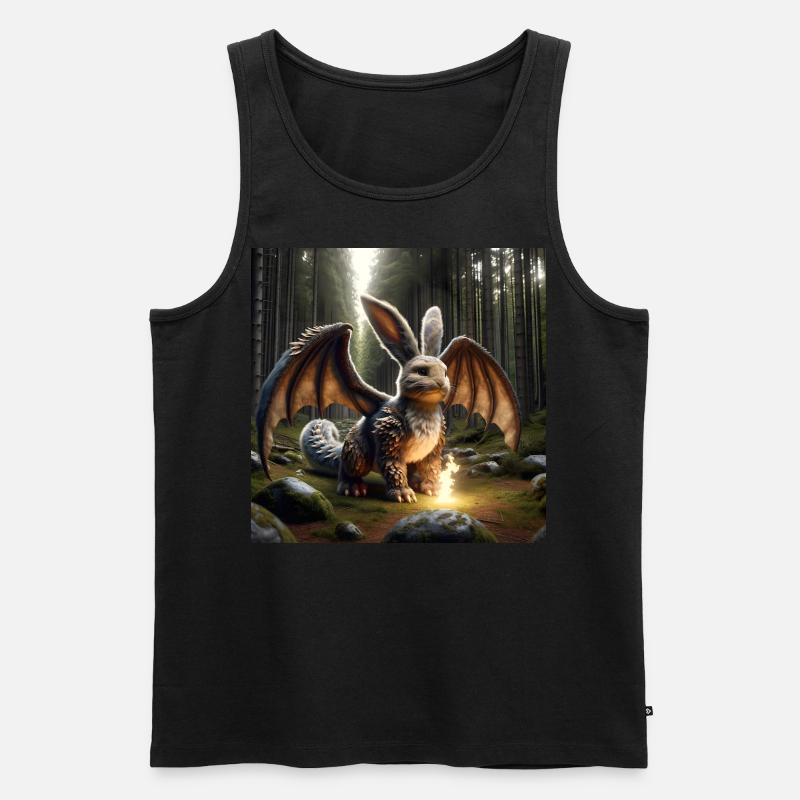 Feuerspeiender Hase Drache #15 - Männer Premium Bio Tank Top - Schwarz