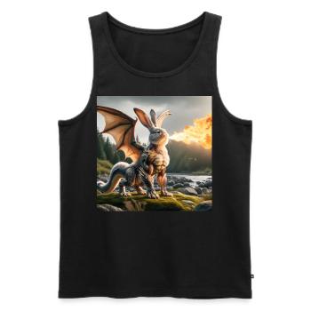 Fire Breathing Bunny Dragon #05 - Men's Premium Organic Tank Top - black - Front - AI Model Male 178 light (178cm)