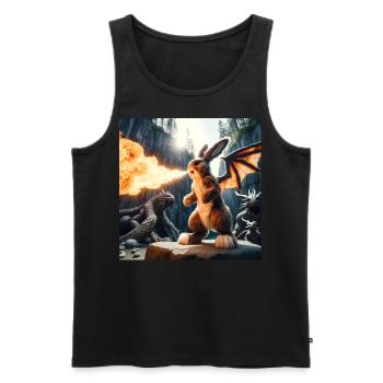 Feuerspeiender Hase Drache #10 - Männer Premium Bio Tank Top - Schwarz - Vorne - AI Model Male 178 light (178cm)