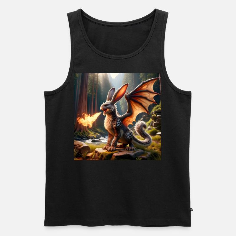 Feuerspeiender Hase Drache #11 - Männer Premium Bio Tank Top - Schwarz