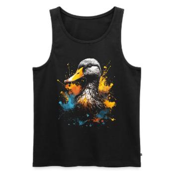 Ente Kunstwerk Bunt - Männer Premium Bio Tank Top - Schwarz - Vorne - AI Model Male 178 light (178cm)