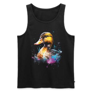 Ente Kunstwerk Bunt - Männer Premium Bio Tank Top - Schwarz - Vorne - AI Model Male 178 light (178cm)