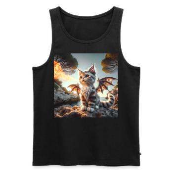 Fire Breathing Kitty Dragon #01 - Men's Premium Organic Tank Top - black - Front - AI Model Male 178 light (178cm)