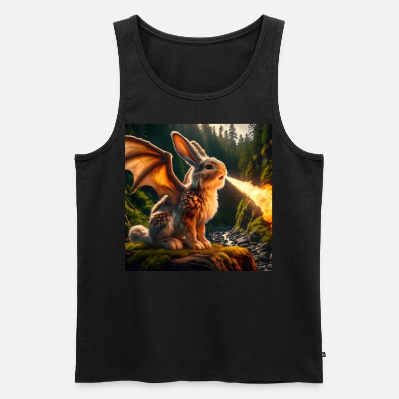 Feuerspeiender Hase Drache #22 - Männer Premium Bio Tank Top - Schwarz