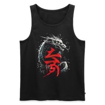 Tatouage japonais Chine Mythologie - Débardeur bio Premium Homme - noir - Devant - Michal (187cm)