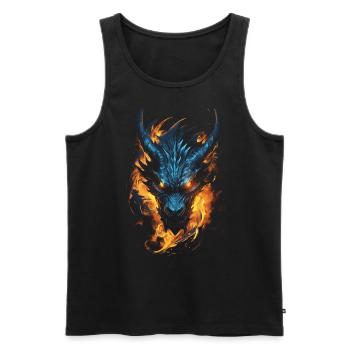 Dragon, Fire, Mystical, Dragon - Men's Premium Organic Tank Top - black - Front - AI Model Male 178 light (178cm)