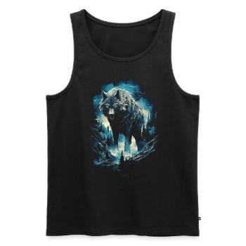Loup Loups Moyen Âge Dark Wilderness Nordique - Débardeur bio Premium Homme - noir - Devant - Michal (187cm)