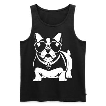 Drôle de bouledogue français avec des lunettes de soleil French Bulld - Débardeur bio Premium Homme - noir - Devant - Michal (187cm)