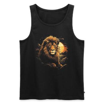 Lion, King, Animal, Wildlife - Men's Premium Organic Tank Top - black - Front - Michal (187cm)
