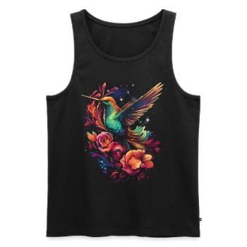 Kolibri Blume Vogelliebhaber Tier - Männer Premium Bio Tank Top - Schwarz - Vorne - Michal (187cm)