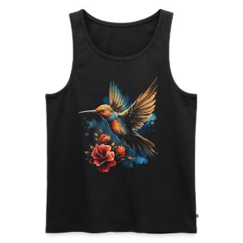 Kolibri Blume Vogelliebhaber Tier - Männer Premium Bio Tank Top - Schwarz - Vorne - Michal (187cm)