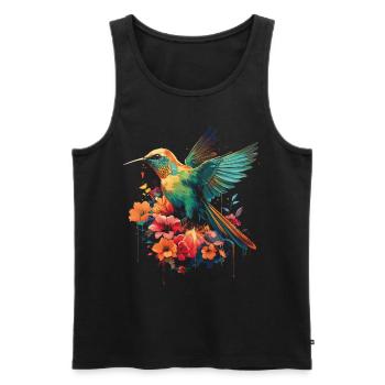 Kolibri Blume Vogelliebhaber Tier - Männer Premium Bio Tank Top - Schwarz - Vorne - Michal (187cm)