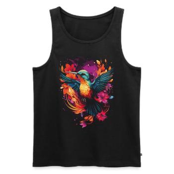Kolibri Kunstwerk Bunt Vogelliebhaber - Männer Premium Bio Tank Top - Schwarz - Vorne - AI Model Male 178 light (178cm)