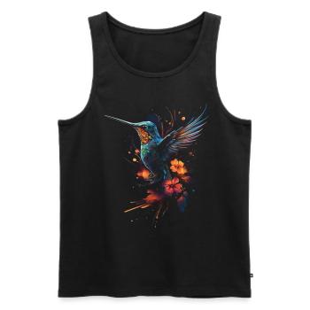 Kolibri Blume Vogelliebhaber Tier - Männer Premium Bio Tank Top - Schwarz - Vorne - Michal (187cm)