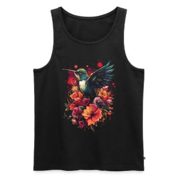Kolibri Kunstwerk Bunt Vogelliebhaber - Männer Premium Bio Tank Top - Schwarz - Vorne - AI Model Male 178 light (178cm)