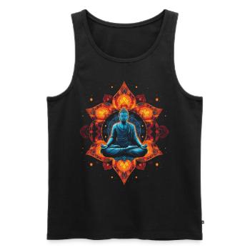 Mandala Chakra Méditation Bouddhisme - Débardeur bio Premium Homme - noir - Devant - Michal (187cm)