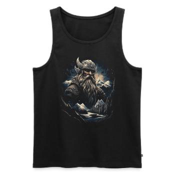 Drakkar viking Scandinavie Exploration - Débardeur bio Premium Homme - noir - Devant - AI Model Male 178 light (178cm)