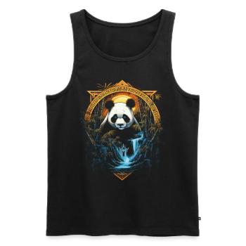 Panda Chinois Japonais Asie Bambou Kawaii - Débardeur bio Premium Homme - noir - Devant - Michal (187cm)