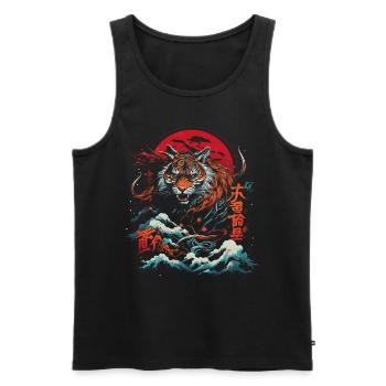 Clair de lune Fantaisie Asie japonaise Mythologie du tigre - Débardeur bio Premium Homme - noir - Devant - Michal (187cm)