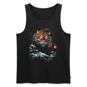 Clair de lune Fantaisie Asie japonaise Mythologie du tigre - Débardeur bio Premium Homme - noir - Devant - Michal (187cm)