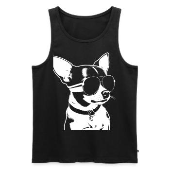 Chihuahua drôle portant des lunettes de soleil Chihuahuas - Débardeur bio Premium Homme - noir - Devant - Michal (187cm)