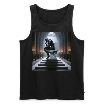 Fart Souls - Hollow Knight on Porcelain Throne #05 - Men's Premium Organic Tank Top - black - Front - AI Model Male 178 light (178cm)