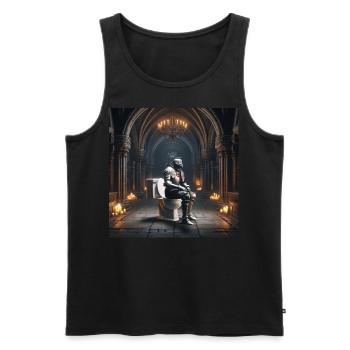 Fart Souls - Hollow Knight on Porcelain Throne #02 - Men's Premium Organic Tank Top - black - Front - AI Model Male 178 light (178cm)