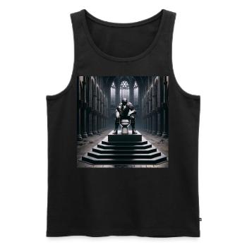 Fart Souls - Hollow Knight on Porcelain Throne #09 - Men's Premium Organic Tank Top - black - Front - AI Model Male 178 light (178cm)