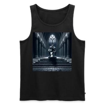 Fart Souls - Hollow Knight on Porcelain Throne #10 - Men's Premium Organic Tank Top - black - Front - AI Model Male 178 light (178cm)