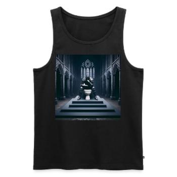 Fart Souls - Hollow Knight on Porcelain Throne #08 - Men's Premium Organic Tank Top - black - Front - AI Model Male 178 light (178cm)