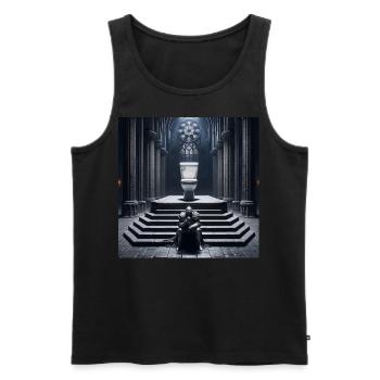 Fart Souls - Hollow Knight on Porcelain Throne #07 - Men's Premium Organic Tank Top - black - Front - AI Model Male 178 light (178cm)
