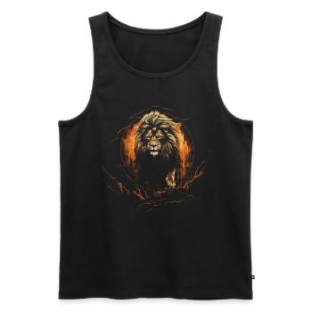 Lion, Africa, Safari, Jungle, Pride, Majestic - Men's Premium Organic Tank Top - black - Front - Michal (187cm)