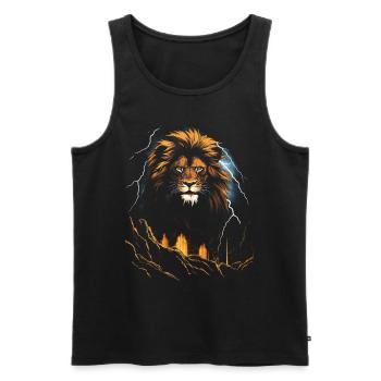 Löwe Afrika Safari Dschungel Stolz Majestätisch - Männer Premium Bio Tank Top - Schwarz - Vorne - Michal (187cm)