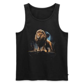Löwe Afrika Safari Dschungel Stolz Majestätisch - Männer Premium Bio Tank Top - Schwarz - Vorne - Michal (187cm)