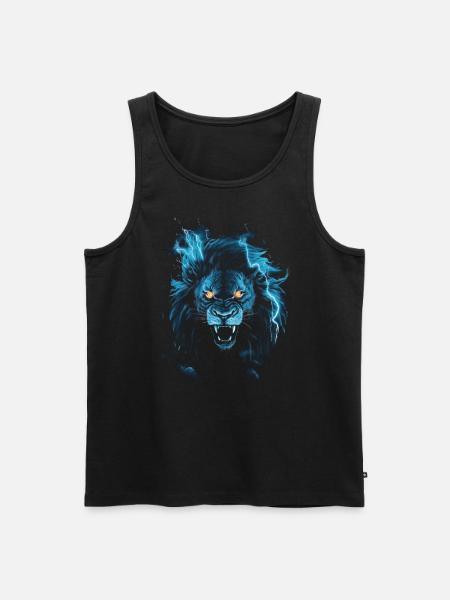 Lion, Fire, Blue, Male - Men's Premium Organic Tank Top - black