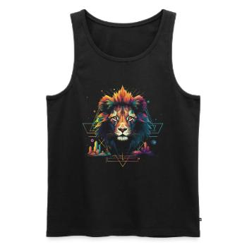 Löwe Savanne Natur Gemälde Tierreich Wildnis - Männer Premium Bio Tank Top - Schwarz - Vorne - Michal (187cm)