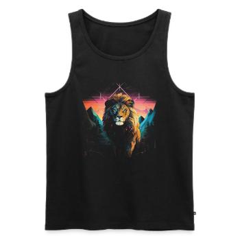 Löwe Savanne Natur Gemälde Tierreich Wildnis - Männer Premium Bio Tank Top - Schwarz - Vorne - Michal (187cm)