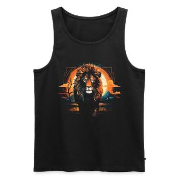 Löwe Savanne Natur Gemälde Tierreich Wildnis - Männer Premium Bio Tank Top - Schwarz - Vorne - Michal (187cm)