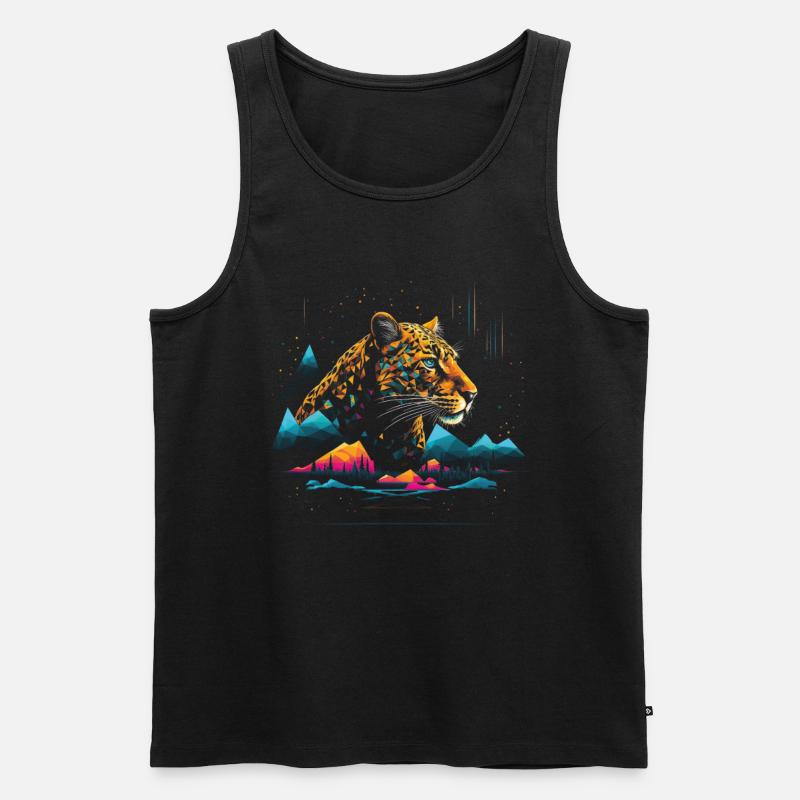Leopard Tier - Männer Premium Bio Tank Top - Schwarz